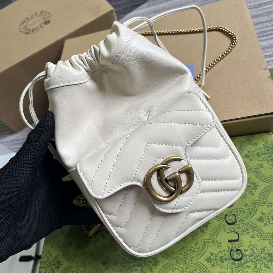 Gucci 746433 GG Marmont Mini Bucket Bag White - Default Title - View 3