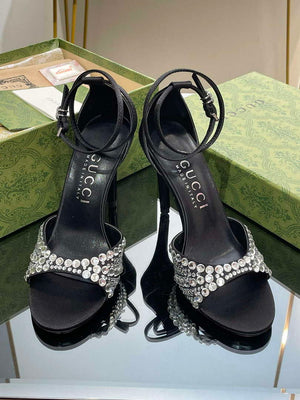 Gucci 749832 Women's High Heel Sandals With Crystals G38277 - US 4=Euro 35 - View 2