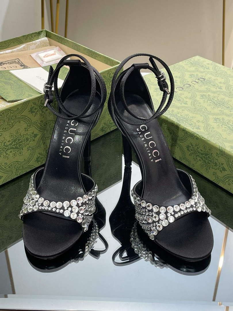 Gucci 749832 Women's High Heel Sandals With Crystals G38277