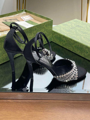 Gucci 749832 Women's High Heel Sandals With Crystals G38277 - US 4=Euro 35 - View 3