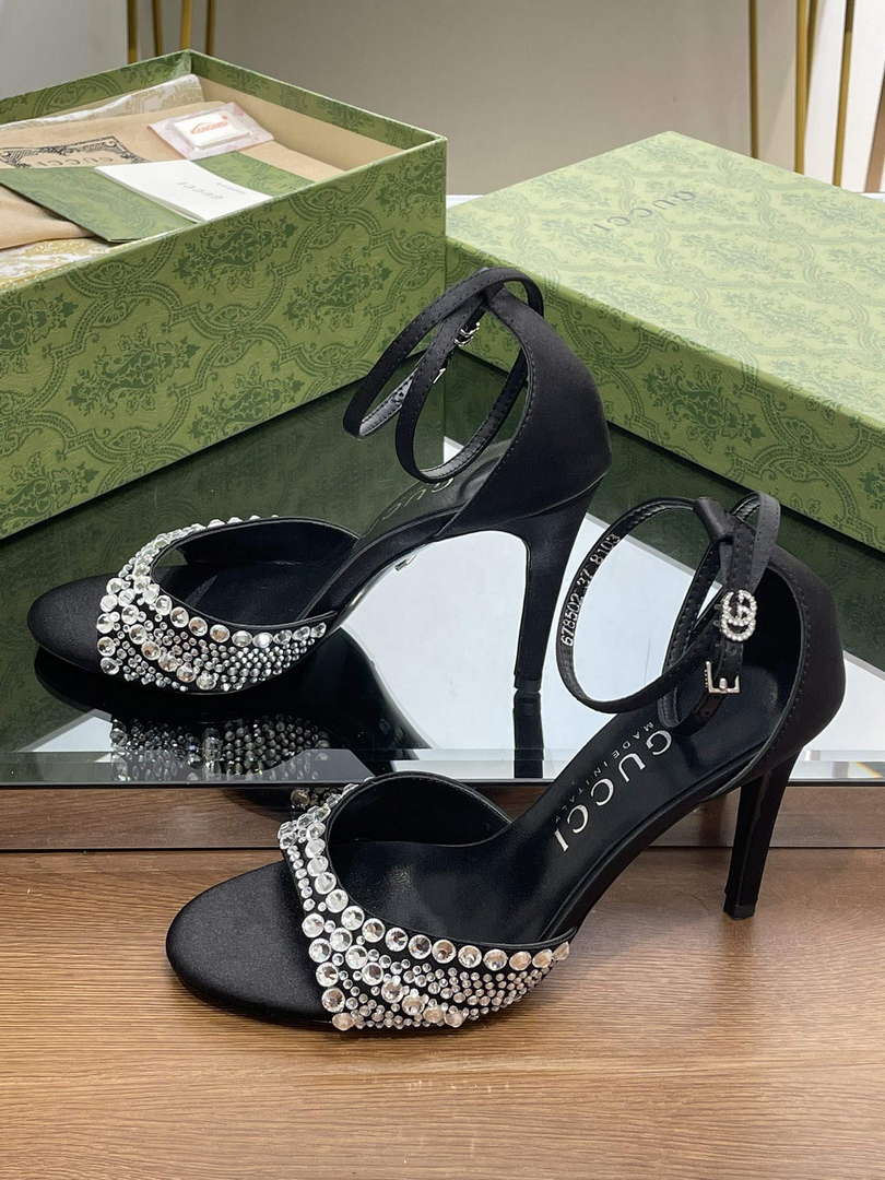 Gucci 749832 Women's High Heel Sandals With Crystals G38277