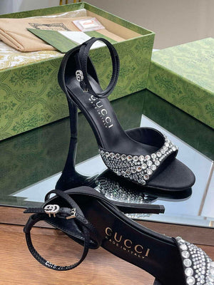 Gucci 749832 Women's High Heel Sandals With Crystals G38277 - US 4=Euro 35 - View 8