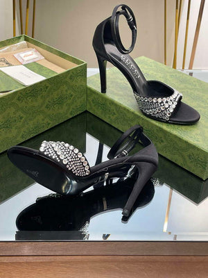 Gucci 749832 Women's High Heel Sandals With Crystals G38277 - US 4=Euro 35 - View 9