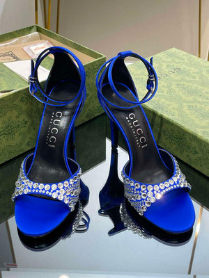 Gucci 749832 Women's High Heel Sandals With Crystals G38278 - US 4=Euro 35 - View 2
