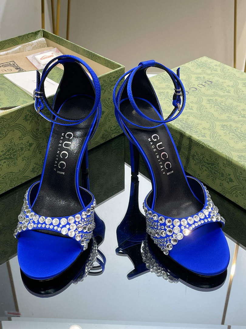 Gucci 749832 Women's High Heel Sandals With Crystals G38278