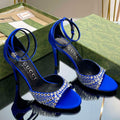 Gucci 749832 Women's High Heel Sandals With Crystals G38278 - US 4=Euro 35 - View 1