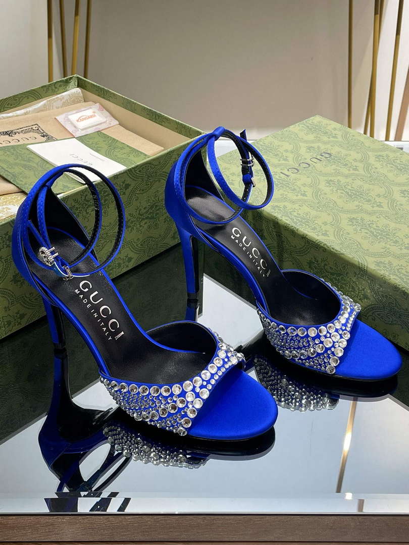 Gucci 749832 Women's High Heel Sandals With Crystals G38278