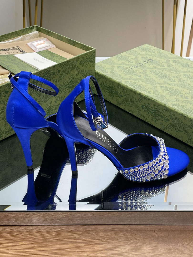 Gucci 749832 Women's High Heel Sandals With Crystals G38278 - US 4=Euro 35 - View 3