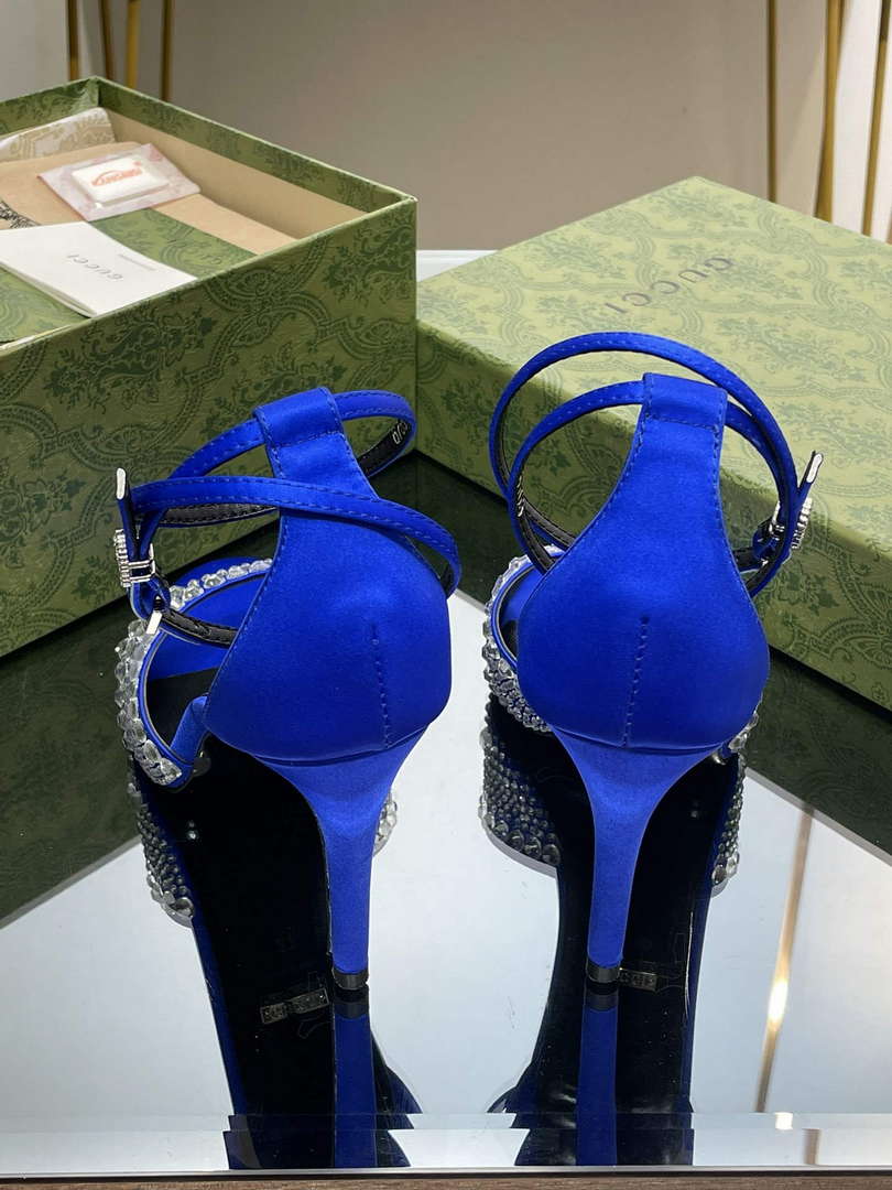 Gucci 749832 Women's High Heel Sandals With Crystals G38278