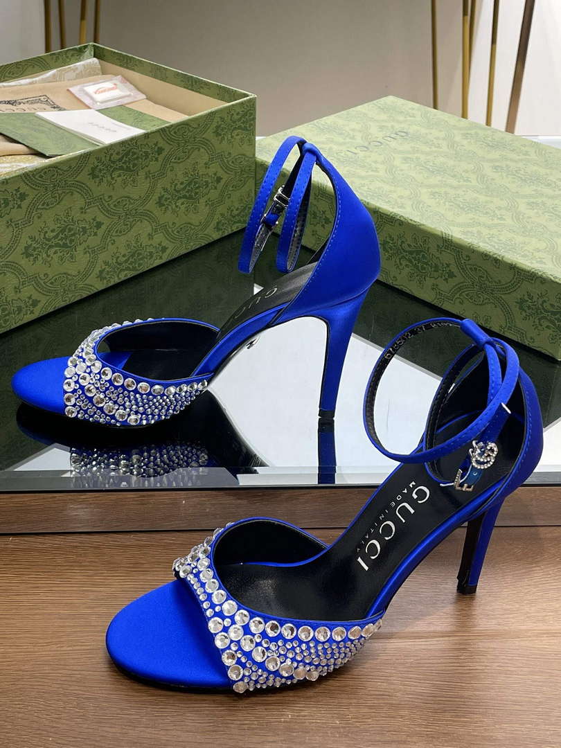Gucci 749832 Women's High Heel Sandals With Crystals G38278