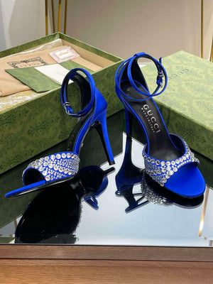 Gucci 749832 Women's High Heel Sandals With Crystals G38278 - US 4=Euro 35 - View 6