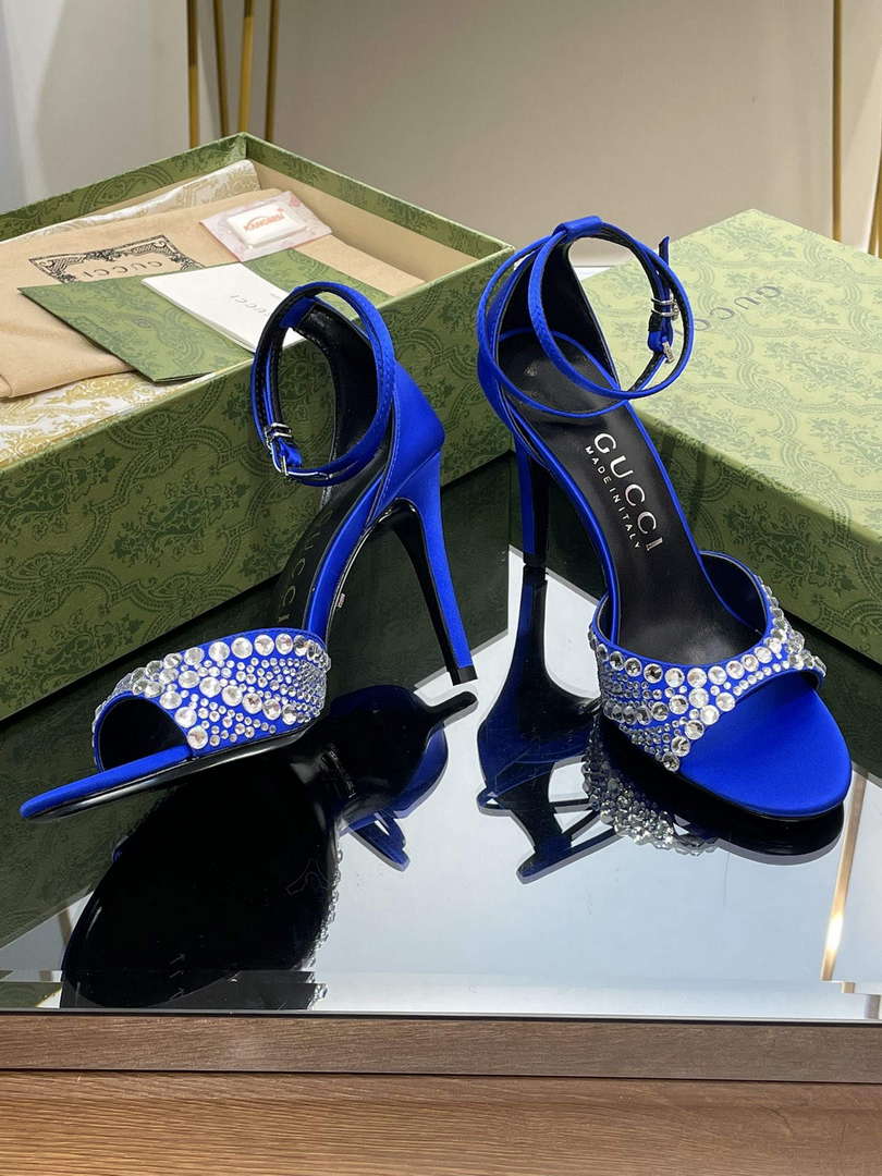 Gucci 749832 Women's High Heel Sandals With Crystals G38278
