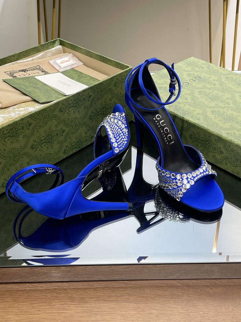 Gucci 749832 Women's High Heel Sandals With Crystals G38278