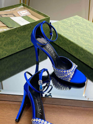 Gucci 749832 Women's High Heel Sandals With Crystals G38278 - US 4=Euro 35 - View 8