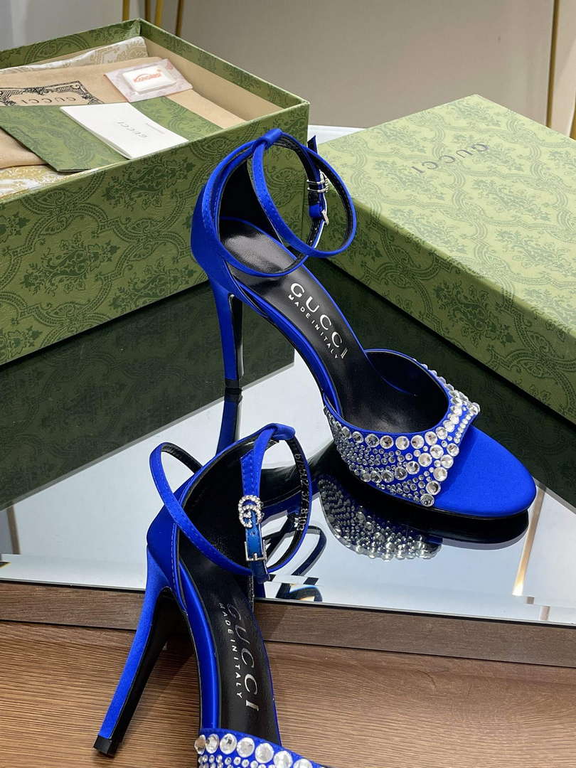 Gucci 749832 Women's High Heel Sandals With Crystals G38278