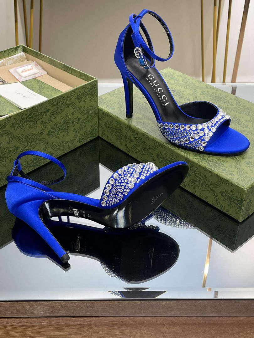 Gucci 749832 Women's High Heel Sandals With Crystals G38278