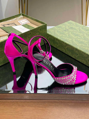 Gucci 749832 Women's High Heel Sandals With Crystals G38279 - US 4=Euro 35 - View 3