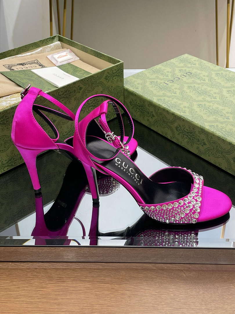 Gucci 749832 Women's High Heel Sandals With Crystals G38279 - US 4=Euro 35 - View 3