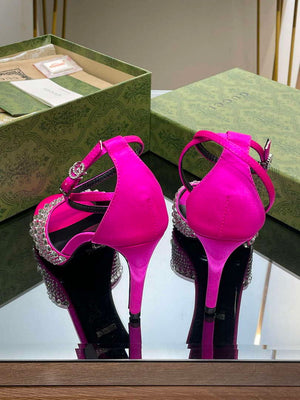 Gucci 749832 Women's High Heel Sandals With Crystals G38279 - US 4=Euro 35 - View 4
