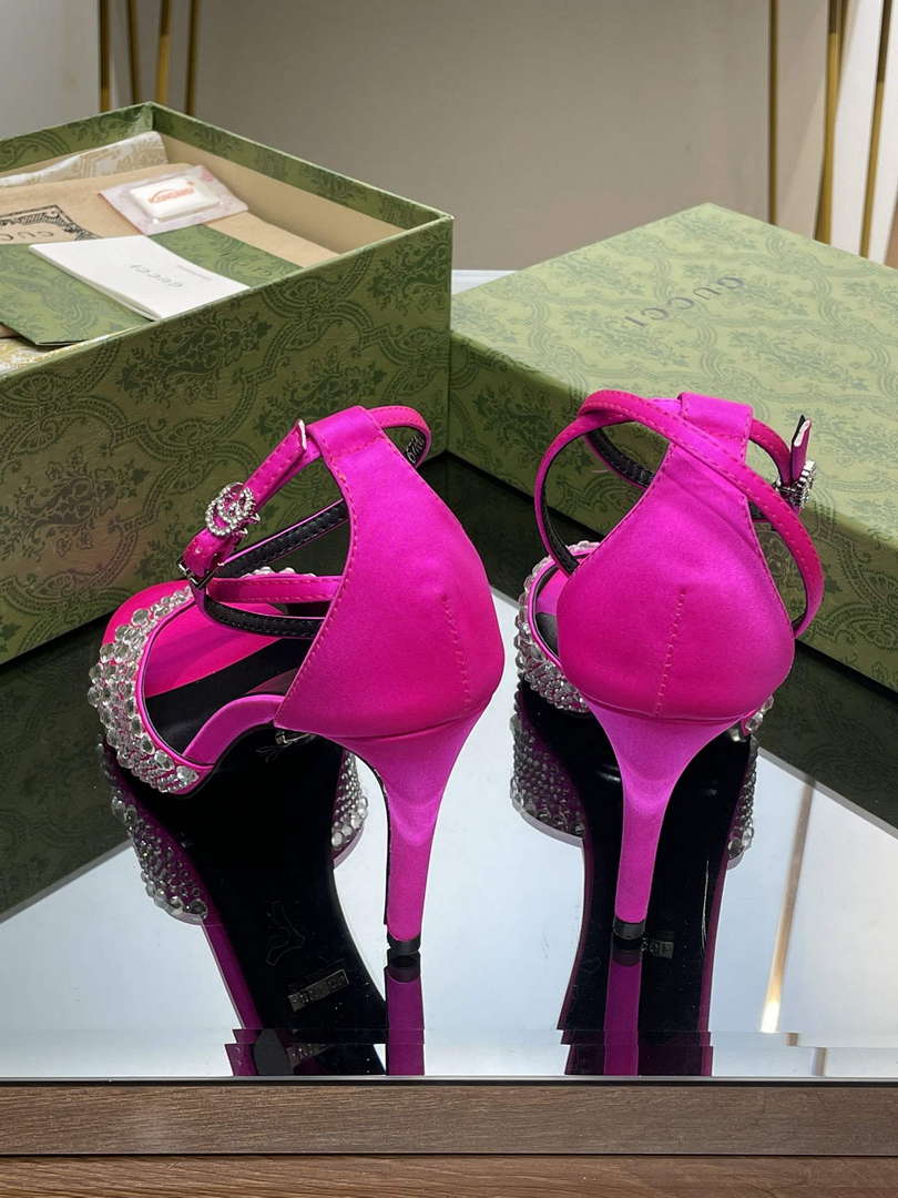 Gucci 749832 Women's High Heel Sandals With Crystals G38279