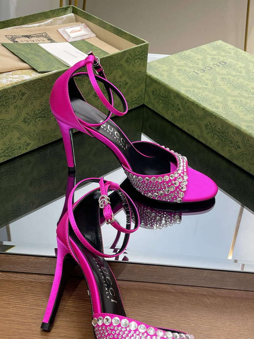 Gucci 749832 Women's High Heel Sandals With Crystals G38279