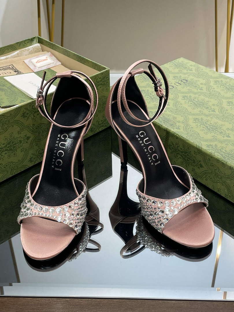 Gucci 749832 Women's High Heel Sandals With Crystals G38280