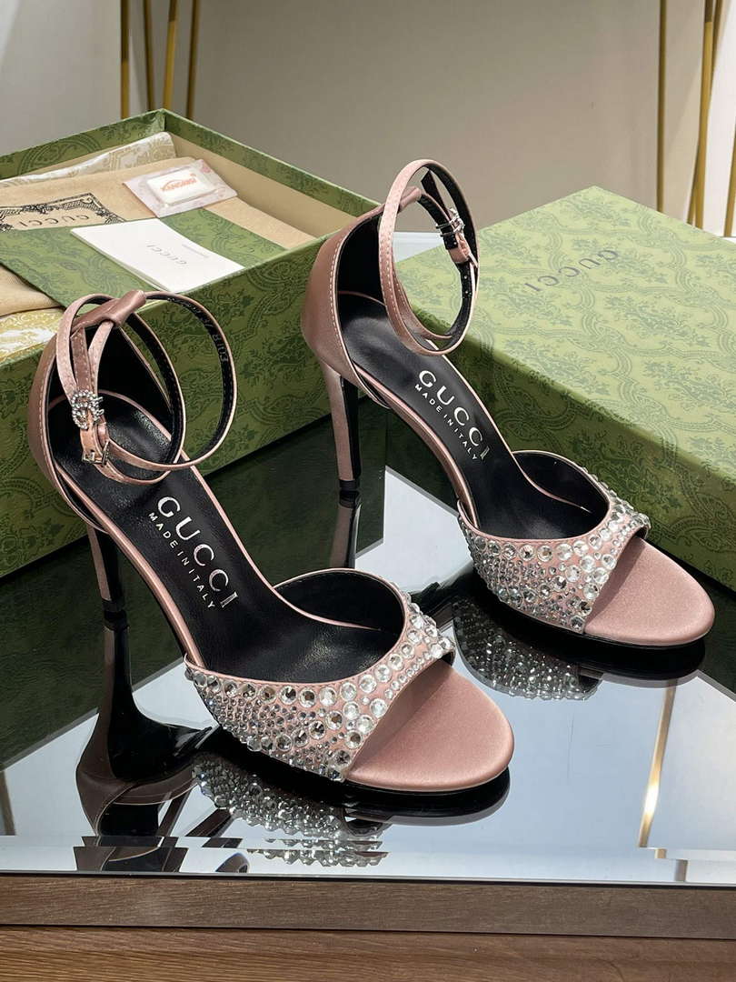 Gucci 749832 Women's High Heel Sandals With Crystals G38280 - US 4=Euro 35 - View 1