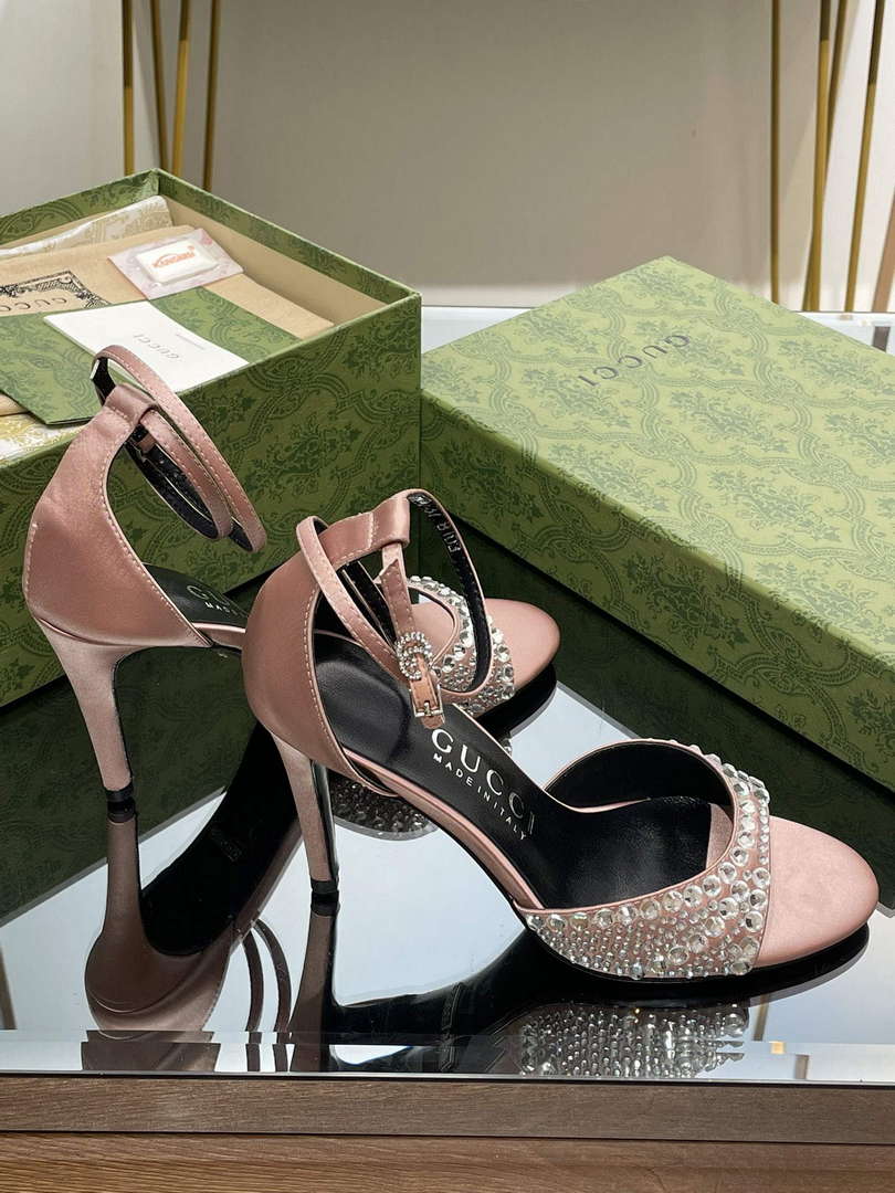 Gucci 749832 Women's High Heel Sandals With Crystals G38280