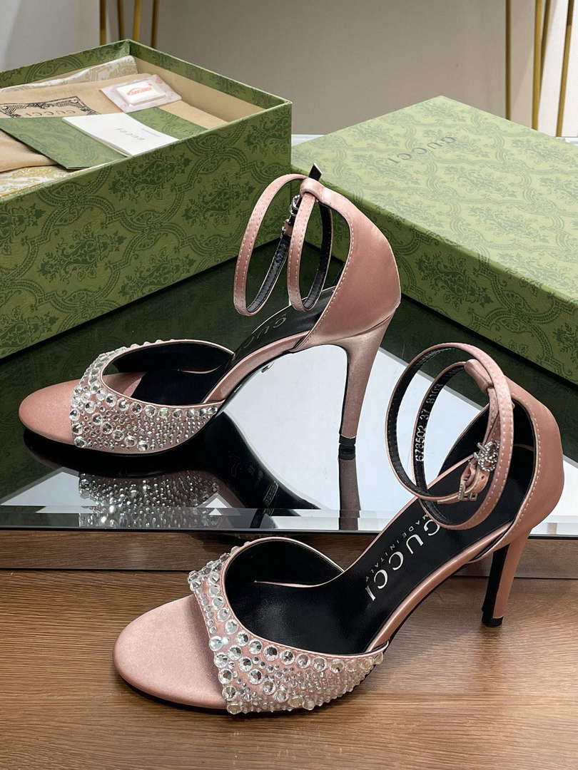 Gucci 749832 Women's High Heel Sandals With Crystals G38280