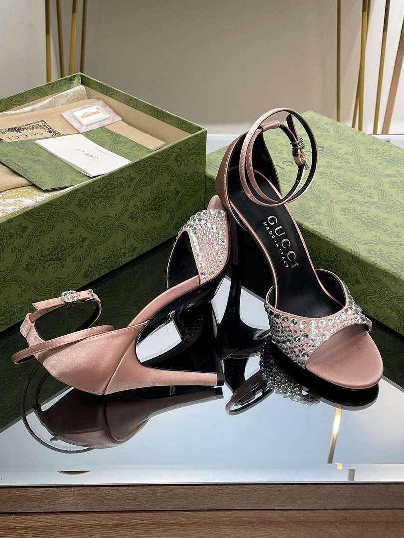 Gucci 749832 Women's High Heel Sandals With Crystals G38280 - US 4=Euro 35 - View 7