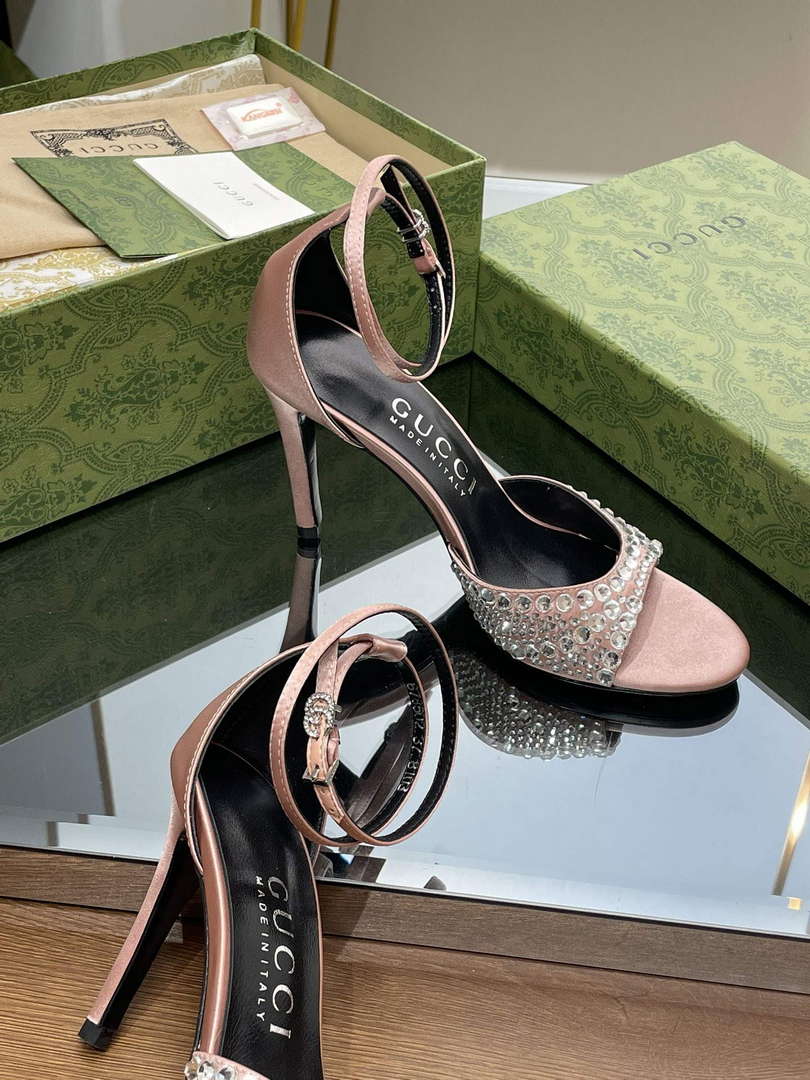 Gucci 749832 Women's High Heel Sandals With Crystals G38280 - US 4=Euro 35 - View 8