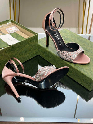 Gucci 749832 Women's High Heel Sandals With Crystals G38280 - US 4=Euro 35 - View 9