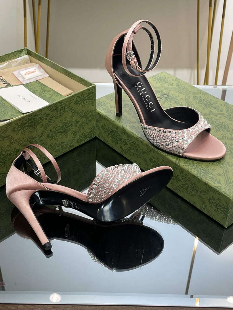 Gucci 749832 Women's High Heel Sandals With Crystals G38280 - US 4=Euro 35 - View 9