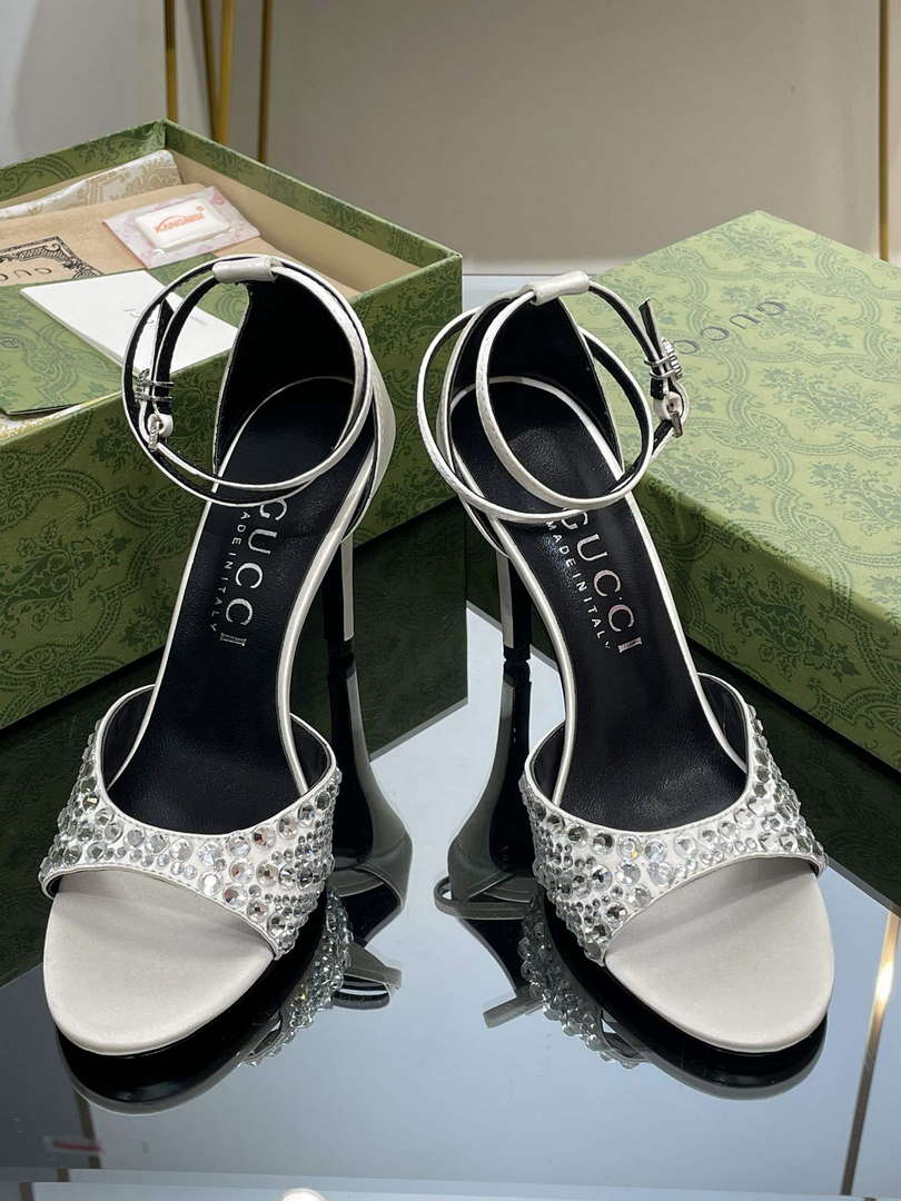 Gucci 749832 Women's High Heel Sandals With Crystals G38281 - US 4=Euro 35 - View 2