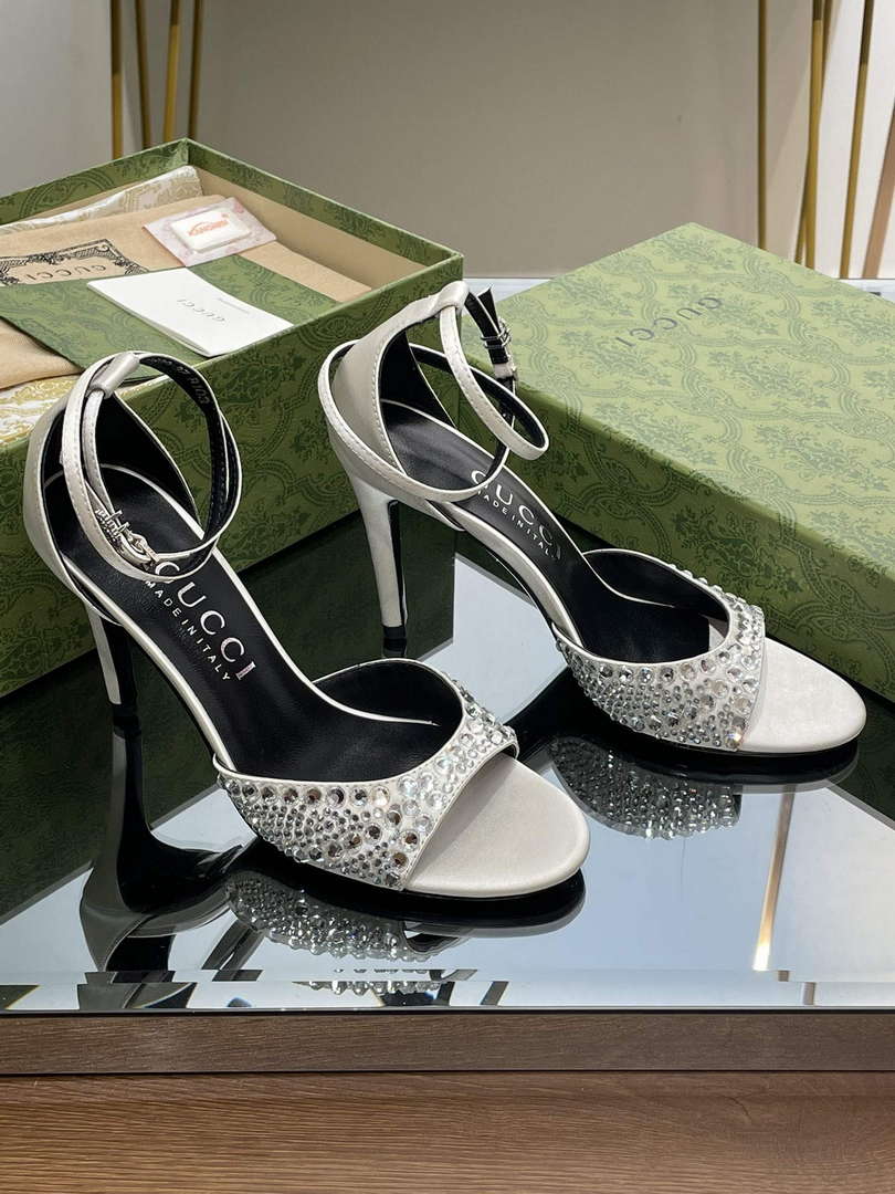 Gucci 749832 Women's High Heel Sandals With Crystals G38281 - US 4=Euro 35 - View 1