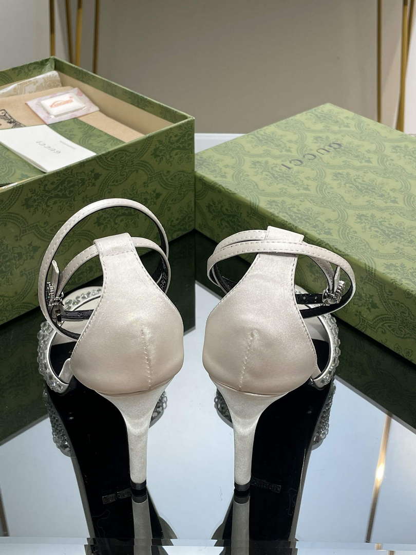 Gucci 749832 Women's High Heel Sandals With Crystals G38281 - US 4=Euro 35 - View 4