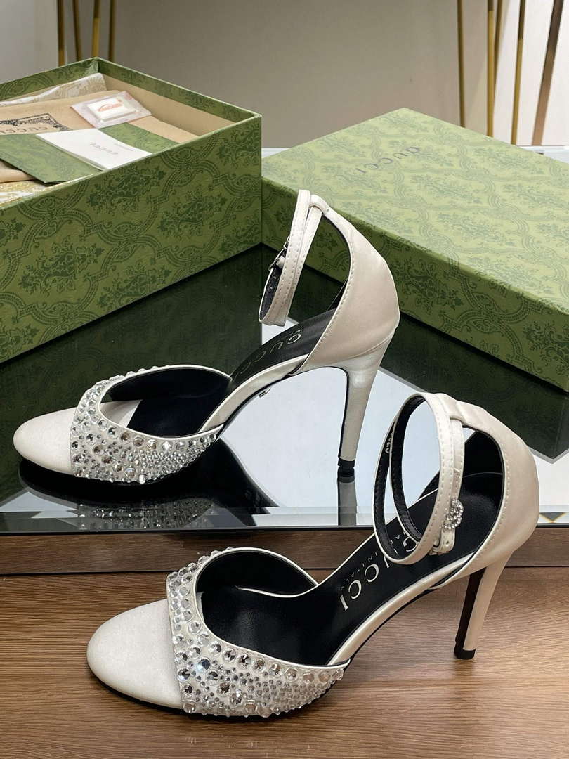 Gucci 749832 Women's High Heel Sandals With Crystals G38281