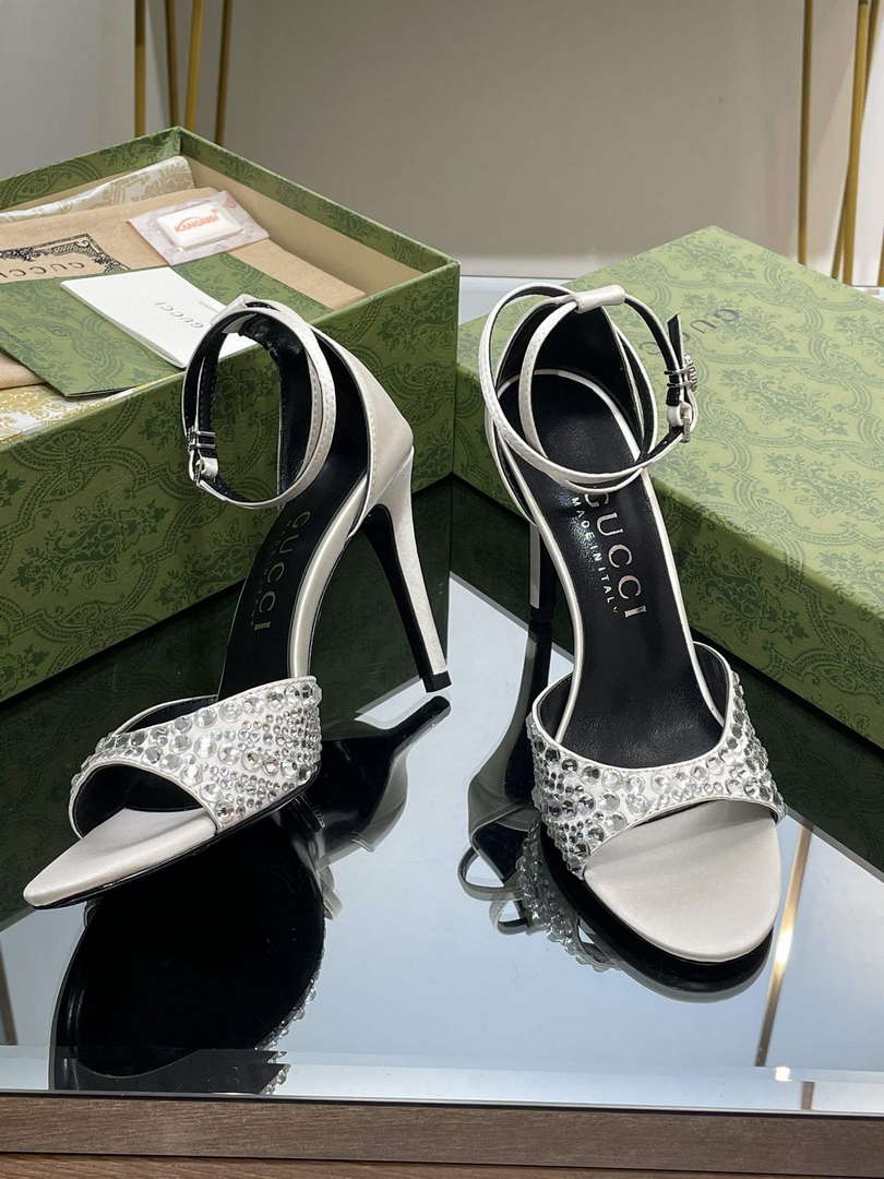 Gucci 749832 Women's High Heel Sandals With Crystals G38281