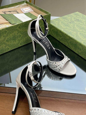 Gucci 749832 Women's High Heel Sandals With Crystals G38281 - US 4=Euro 35 - View 8