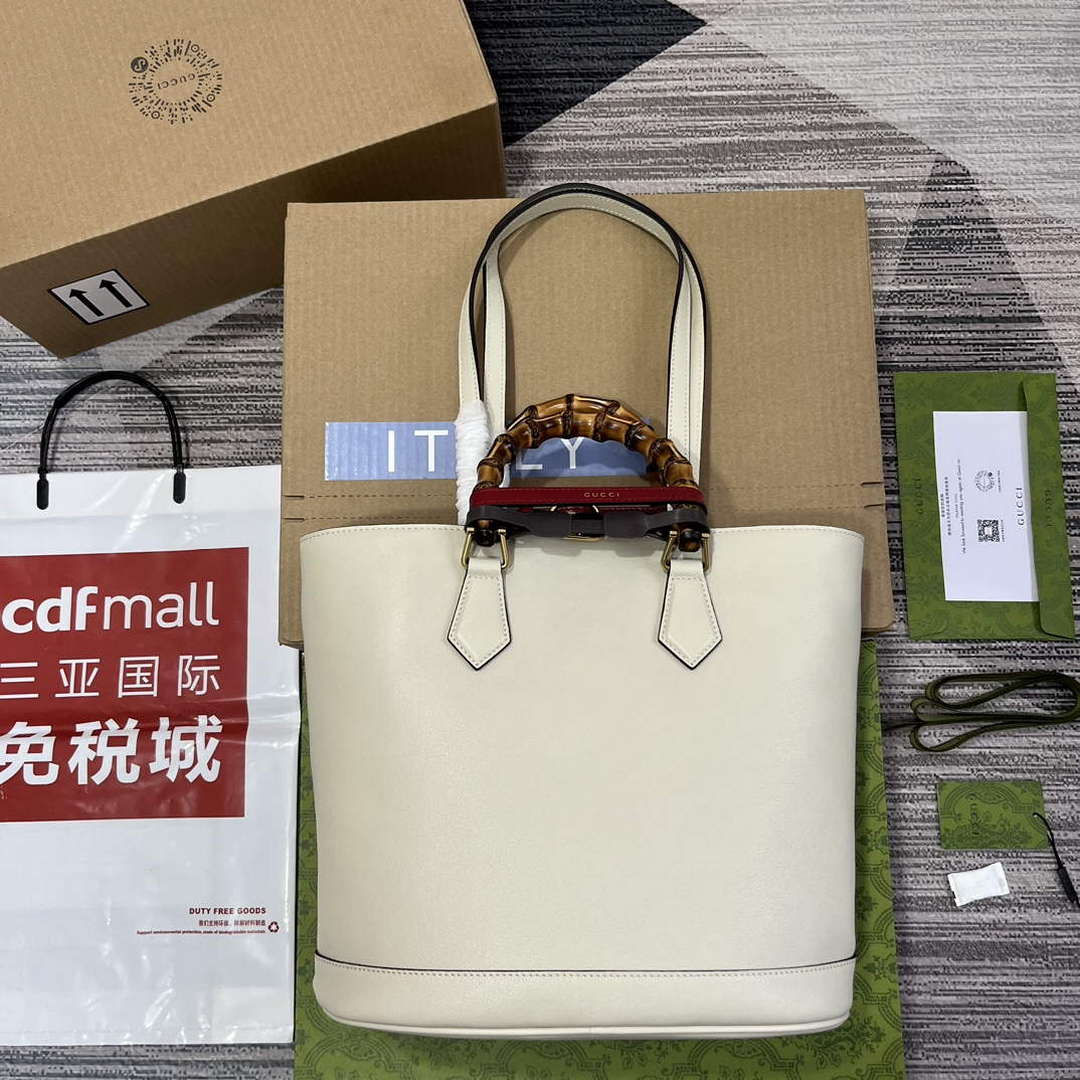 Gucci 750394 Gucci Diana Medium Tote Bag White leather - Default Title - View 2