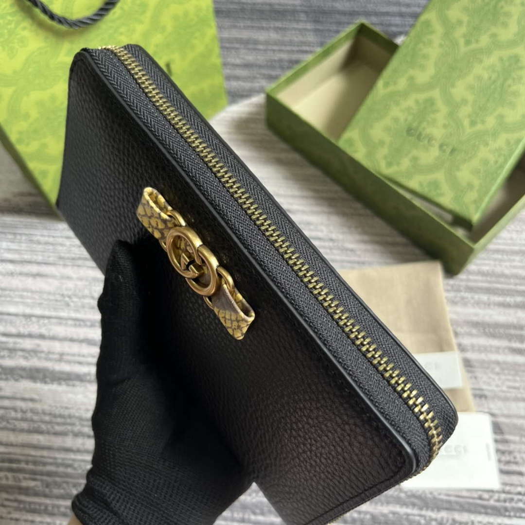 Gucci 750458 Zip wallet with Interlocking G python bow Black - Default Title - View 6