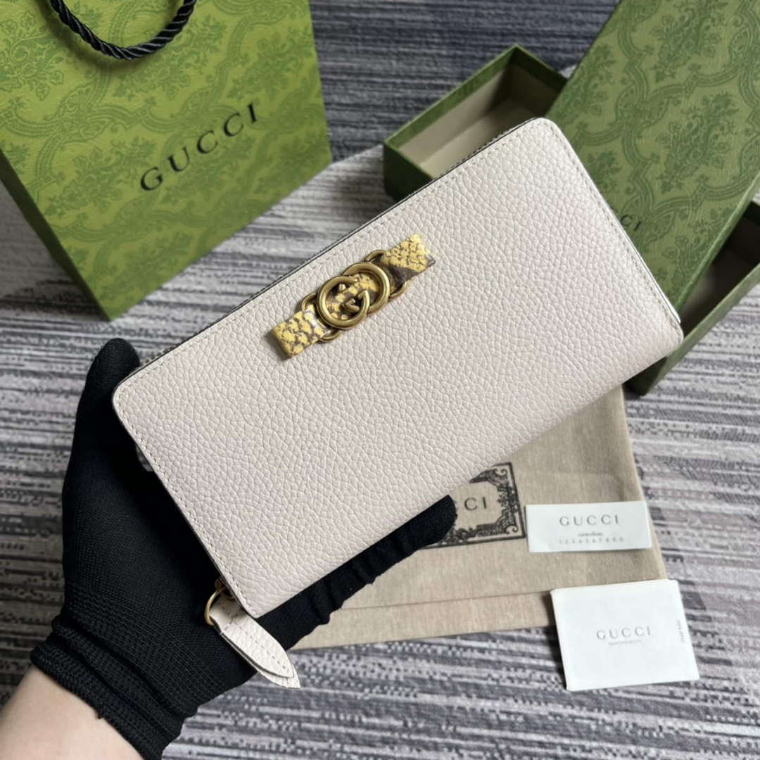 Gucci 750458 Zip wallet with Interlocking G python bow White - Default Title - View 1