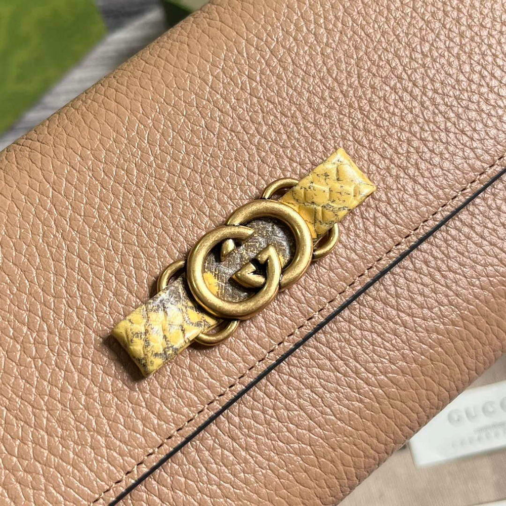 Gucci 750461 Wallet With Interlocking G Python Bow Rose beige