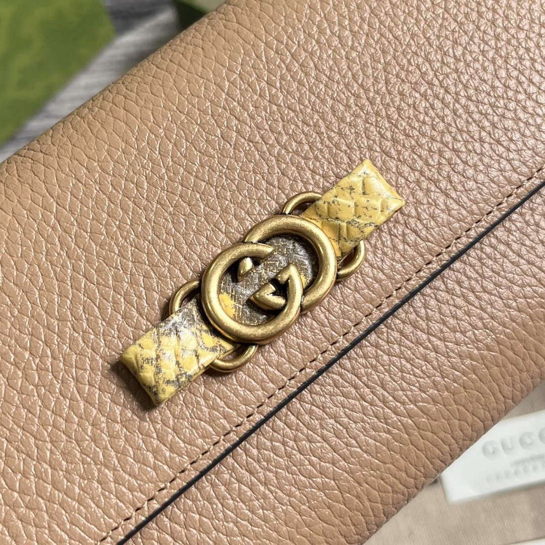 Gucci 750461 Wallet With Interlocking G Python Bow Rose beige