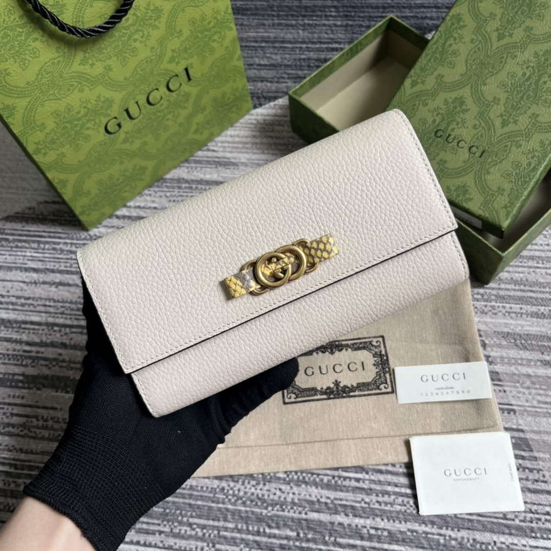 Gucci 750461 Wallet With Interlocking G Python Bow White - Default Title - View 1