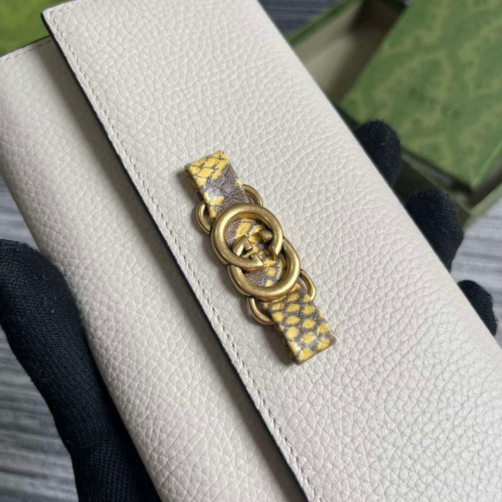 Gucci 750461 Wallet With Interlocking G Python Bow White