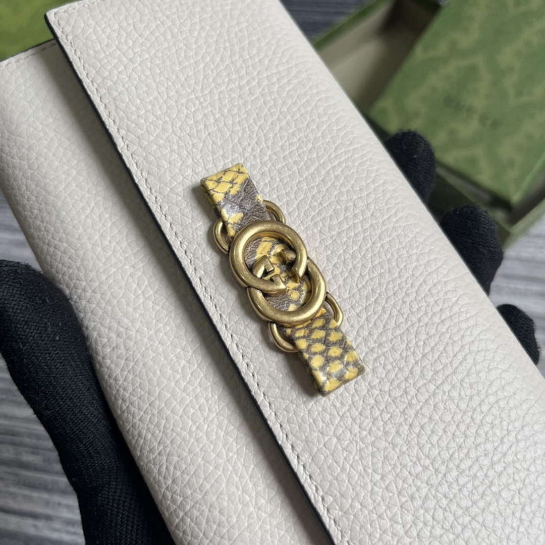 Gucci 750461 Wallet With Interlocking G Python Bow White