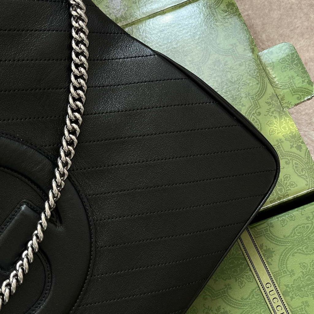 Gucci 751516 Blondie Medium Tote bag in black leather