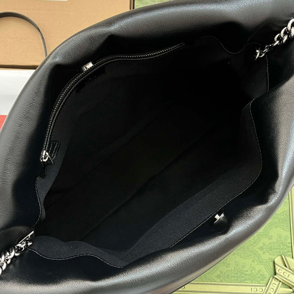 Gucci 751516 Blondie Medium Tote bag in black leather