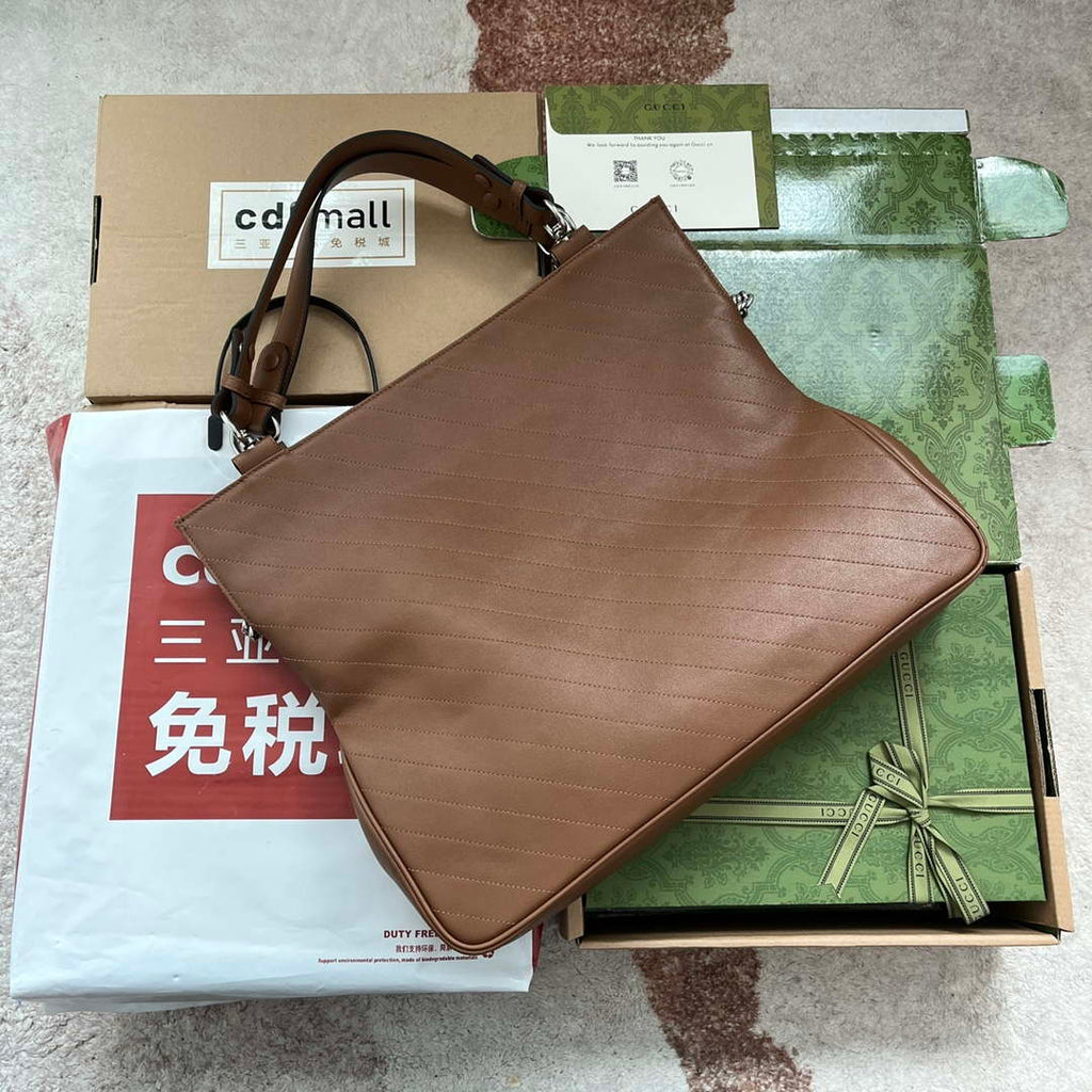 Gucci 751516 Blondie Medium Tote bag in Brown leather